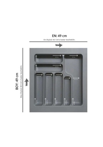 Starax 55 Cm Antrasit Plastik Kaşıklık 7 Gözlü 49x49 Cm S-2286-ap Çok Renkli