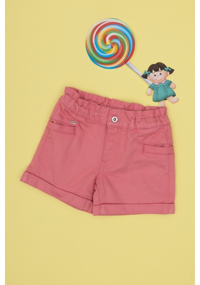 U.S. Polo Assn. Kız Çocuk Pembe Relax Fit Belden Büzgü Detaylı Jean Şort 50301833-VR167