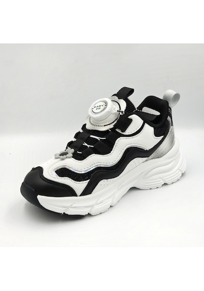 Lescon Jelly Siyah Beyaz Makara Bağcıklı Kız Çocuk Sneaker Spor Ayakkabı