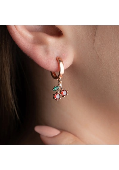 Vaoov 925 Ayar Gümüş Kiraz Küpe Rose Gold
