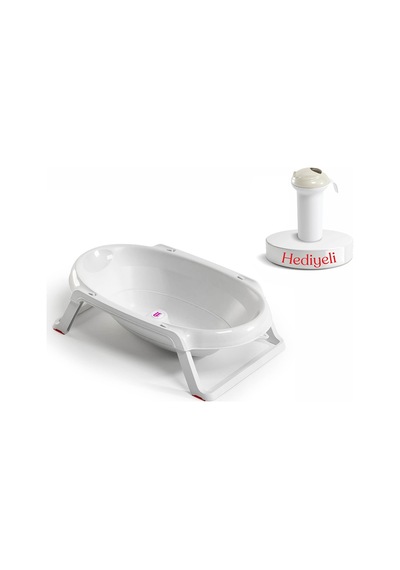 Okbaby Onda Slim Katlanır Bebek Küveti K.Beyaz + Splash Bebek Duşu