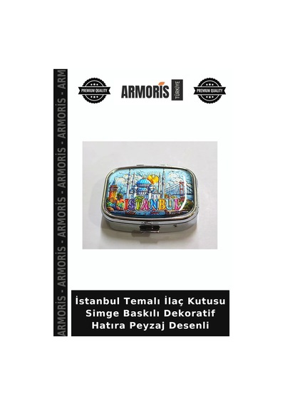İstanbul Temalı Simge Baskılı Dekoratif Hatıra Peyzaj Desenli Çok Renkli