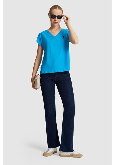 U.S. Polo Assn. U.s. Polo Assn. Kadın Kobalt Tişört Basic 50323541-vr077