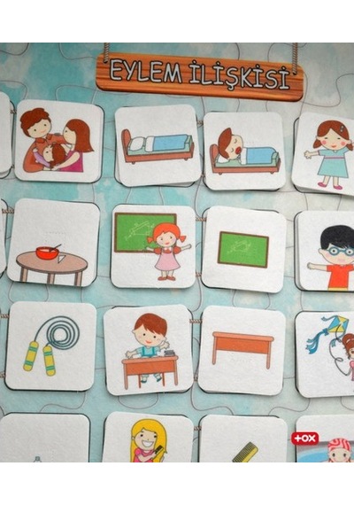 Tox Eylem Ilişkisi Keçe Cırtlı Duvar Panosu . Eğitici Oyuncak