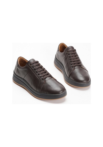 Fame Step Hakiki Deri Erkek Casual Ayakkabı Comfort Bağcıklı Ortopedik Günlük Rahat Taban Kahverengi Sneaker Verona
