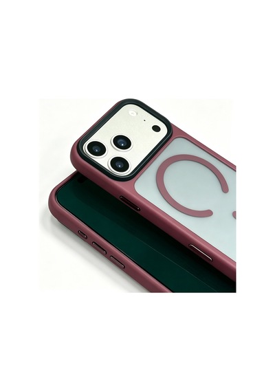 Maks Technology Apple Uyumlu iPhone 18 Pro Kılıf Mat Arka Yüzey Wireless Şarj Özellikli Mkst Flet M-safe Kapak - Mürdüm