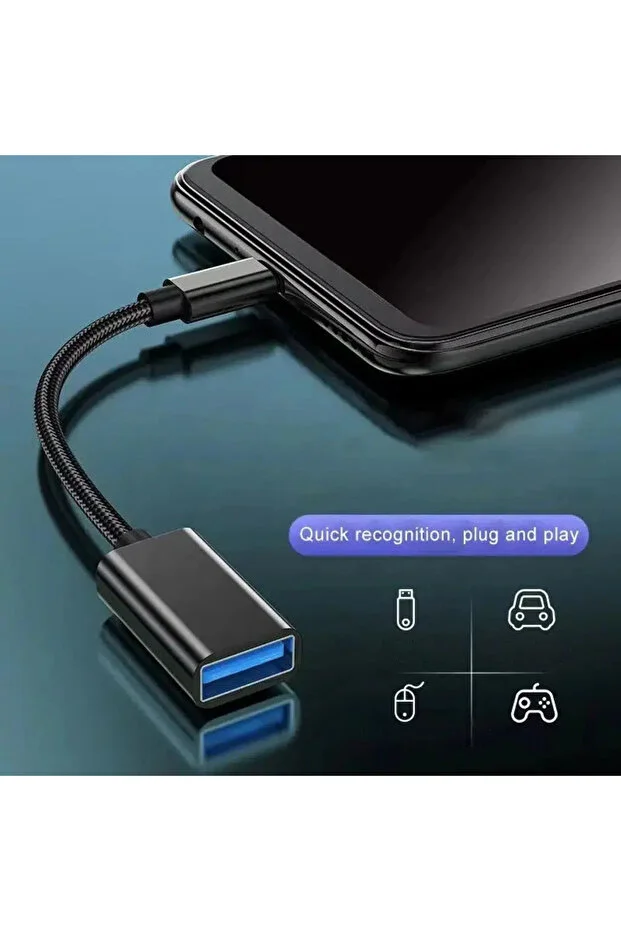 Yüksek Hızlı Veri Aktarma Usb 3.0 Otg To Type-c Data Şarj Çevirici Dönüştürücü Hasır Kablo Siyah
