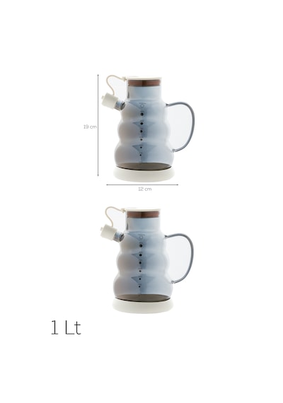 Porsima 3617- 2 Kapaklı Borosilikat Cam 2li Yağlık Sirkelik Seti Yağdanlık Takımı 1000ml Beyaz Beyaz