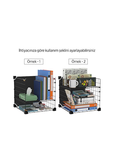 Aparatlı 3 Katlı Çelik Duvar Rafı - Dayanıklı Ve Ayarlanabilir Tel Tasarım Siyah