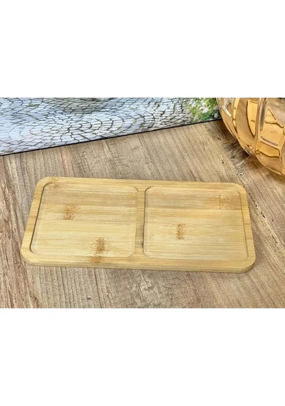 Bambu 2 Bölmeli Yağdanlık Ve Sosluk Altlığı - Şık Tasarımlı Doğal Stand, Mutfak Tezgahı İçin D Sku: Smg8690010591159 Açık Gri
