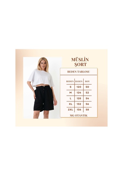 The Voler Müslin Şort Kadın Yüksek Bel Oversize Rahat Kesim Cepli %100 Pamuklu Yazlık Şort Siyah The Voler Müslin Şort Kadın Yüksek Bel Oversize Rahat Kesim Cepli %100 Pamuklu Yazlık Şort Siyah