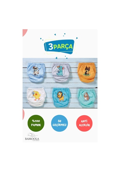 3 Adet Lüx Erkek 1 -2 Yaş Çocuk Alıştırma Külodu Sızdırmaz Renk Ve Desenlerde Farklılık Olabilir