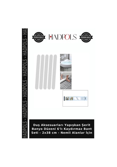 Duş Aksesuarları Yapışkan Şerit Banyo Düzeni 6'lı Kaydırmaz Bant Seti - 2x38 Cm - Nemli Alanlar İçin