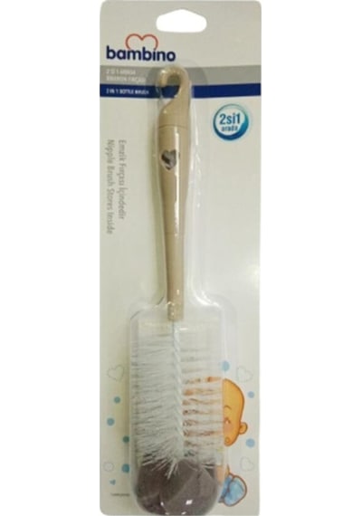 Bambino 2'Si 1 Arada Biberon Fırçası T088 - Krem Bambino 2'Si 1 Arada Biberon Fırçası T088 - Krem