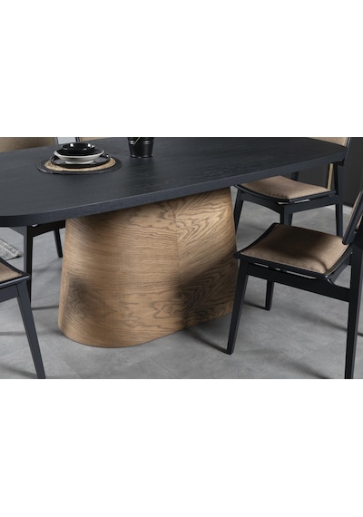 Barocco İtalyan Still Oval Ahşap Yemek Masası 100x200 Ceviz - Siyah