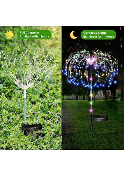 Xrr Dış Mekan Bahçe İçin Solar Lamba, 2 Adet 120 Led Solar Kutlama Süsü Işığı, 2 Modlu, Güneş Enerjili Lamb Diğer