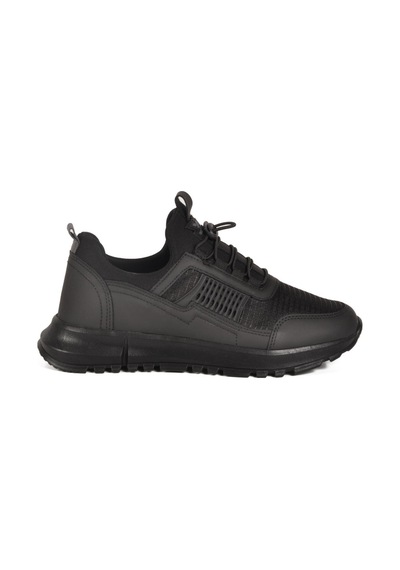 Nans 6006 G Siyah Fileli Kilit Bağcıklı Unisex Spor Ayakkabı Siyah