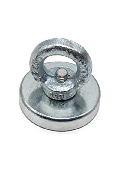 48mm Çok Güçlü Deniz Mıknatısı - Fishing Magnet - Neodyum Daimi Çelik Mıknatıs - Halkalı Pot Mıknatıs - Nikel Kaplı - Paslanmaz - Kararma Yapmaz - Tuzlu Suya Dayanıklı Ø48 Mm 60kg