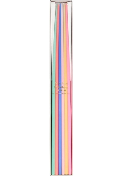 Meri Meri - Mixed Tall Tapered Candles - Karışık Uzun Mumlar - 12'li