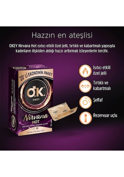 Okey Nirvana Hot Prezervatif 60'lı Okey Nirvana Hot Prezervatif 60'lı