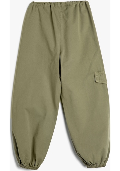 Koton Paraşüt Kot Pantolon Pamuklu Beli Lastikli Cepli - Parachute Jean Haki 4wkg40045aw 4WKG40045AW872 Haki