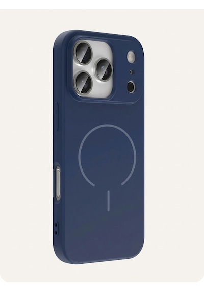 Apple iPhone Uyumlu 17 Pro Max Magsafe Özellikli İçi Kadife Yumuşak Aqua Silikon Kılıf Lacivert