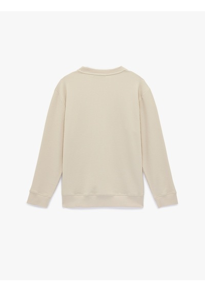 Koton Uzun Kollu Fitilli Regular Fit Basic Bisiklet Yaka Sweatshirt Bej 6sam70012mk Ekru
