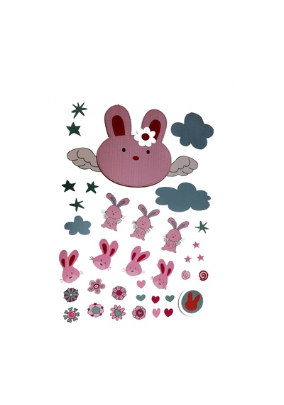 Sıa Duvar Süsü Sticker Tavşan Desenli Pvc