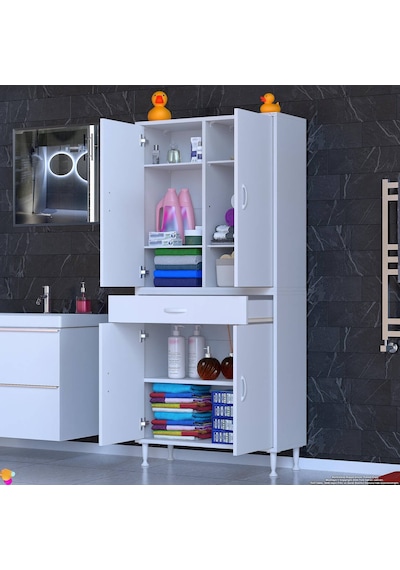 Eliusta Line Beyaz 75 Cm Banyo Dolabı Çok Bölmeli Banyo Düzenleyici Dolap 4 Kapaklı 4 Raflı 75x173x32,5 Cm Beyaz Eliusta Line Beyaz 75 Cm Banyo Dolabı Çok Bölmeli Banyo Düzenleyici Dolap 4 Kapaklı 4 Raflı 75x173x32,5 Cm Beyaz