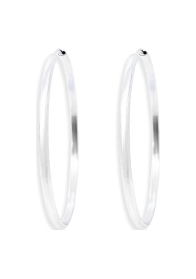 Oya Silver Oval Hatlı Yuvarlak Gümüş Halka Küpe 6x6cm- 3mm Kalınlık 925 Ayar