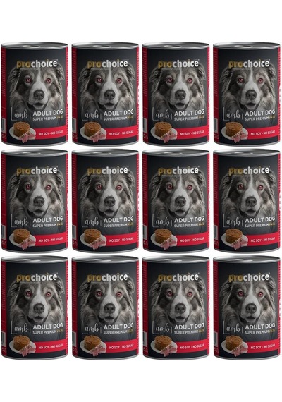 Pro Choice Kuzu Etli Sekersiz Ezme Yetiskin Köpek Konservesi 400gr 12 Adet