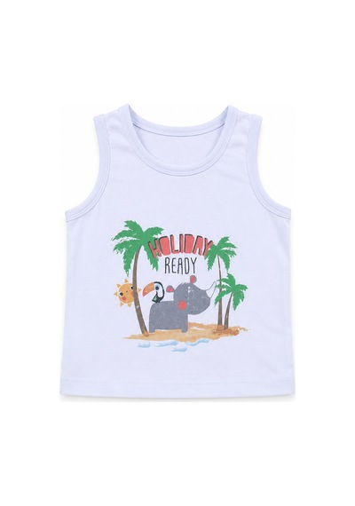 Babyhola Holiday Baskı Erkek Bebek Atlet Şort Yazlık Takım 3521 Gri
