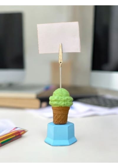 Antep Fıstıklı Külahta Dondurma Temalı Fotoğraf Not Tutacağı Ofis Masası Tutucu Hediyelik Tutacak Yeşil