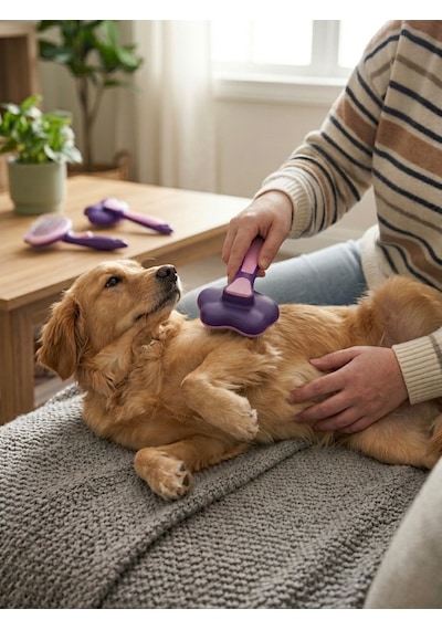 Otomatik Temizlenen Tuşlu Evcil Hayvan Tarağı - Kedi Ve Köpek Tüy Toplayıcı Fırça