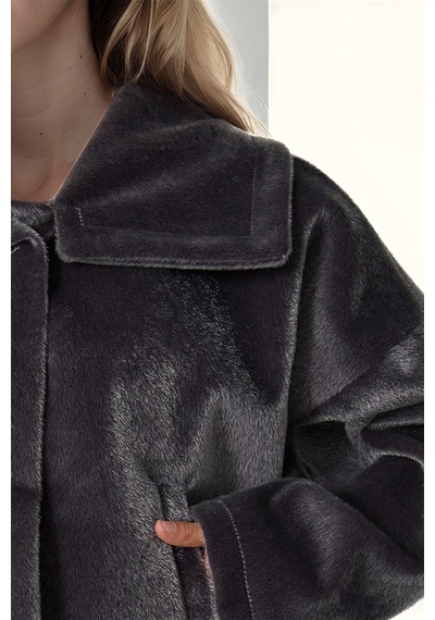 Hiramir Kadın Oversize Yarasa Kol Kısa Mont Füme Ks2534 Füme