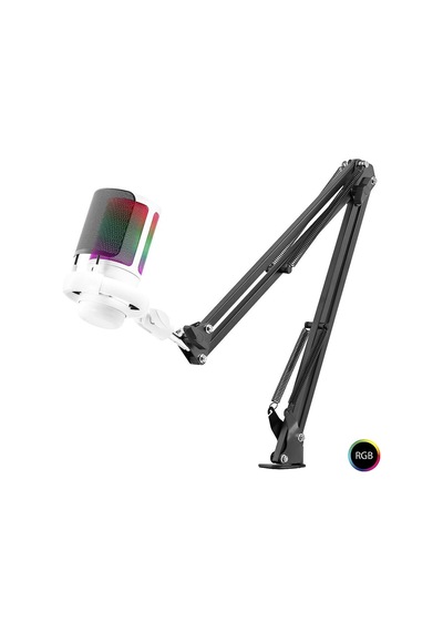 Rgb Mikrofon Seti Boom Mikrofon Kolu Type-c 192khz 24bit Beyaz Me6s35w Evimdeyokyok