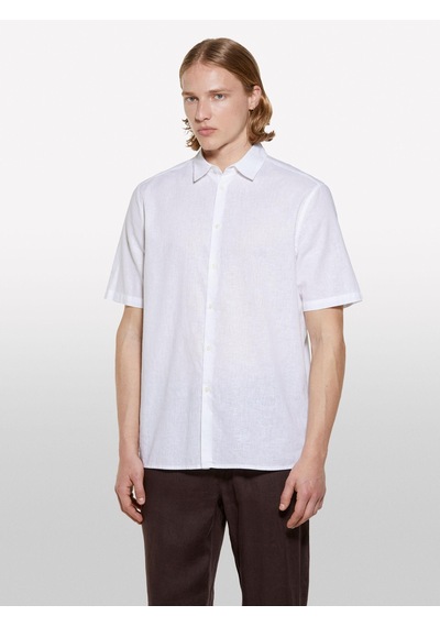 Sisley Keten Karışımlı Regular Fit Kısa Kollu Gömlek Erkek Beyaz Gömlek - 325p51fcsq03k