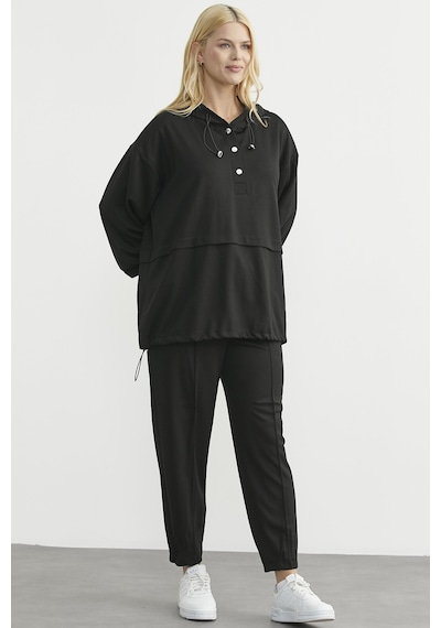 Sementa Scuba Oversize Tunik Eşofman Takım - Siyah Siyah