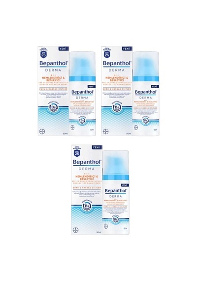 Bepanthol Derma Nemlendirici & Besleyici SPF 25 Günlük Yüz Bakım Kremi 3 x 50 ML