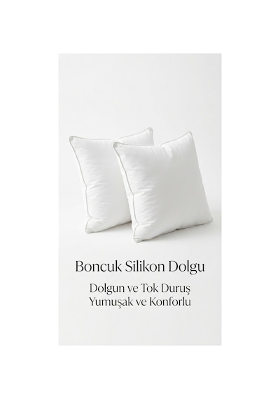 Puffyform Premium 2 Li Boncuk Silikon Kırlent İç Yastığı 45x45 Cm 350 Gr Dolgun Çökme Yapmaz Yıkanabilir Beyaz