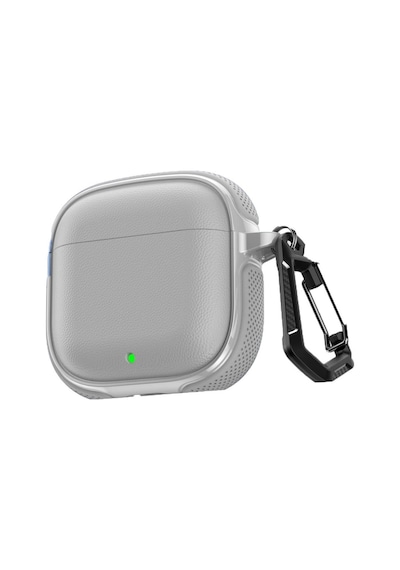 Huawei Freebuds Se 2 / Se 3 İle  Kılıf Deri Dokulu Tpu Koruyucu Case Metal Karabinalı Şarj Girişli Gri
