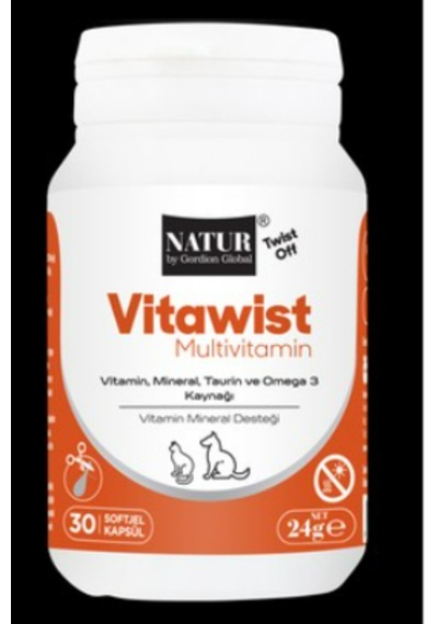 Natur Vitawist Multivitamin Twistoff Kedi & Köpek Vitamini 30 Kapsül İştah Ve Enerji