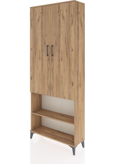 Arges Dolap 3 Raflı 2 Kapaklı Tek Askılı 88x30x221 Çam-çam Çam