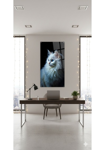 Kedi Severler İçin Özel Tasarım Cam Duvar Tablosu