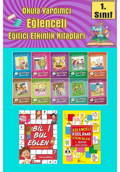 1.sınıflar İçin Okumayı Sevdiren 10 Lu Hikaye Seti -bil Bul Eğlen-kodlama 9 Okulda Evde Tatilde