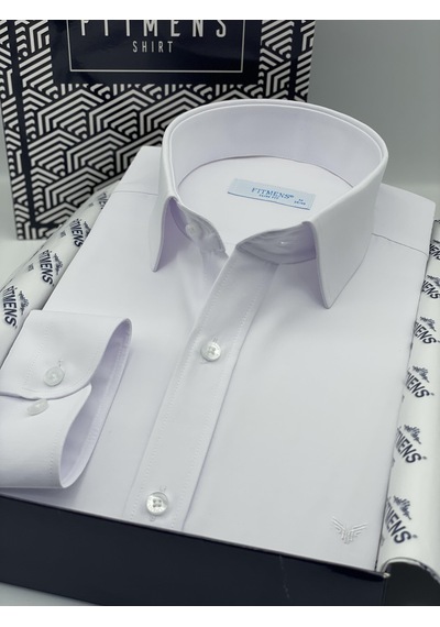 Slim Fit Uzun Kol Saten Hediye Kutulu Kolay Ütülenebilir Erkek Gömlek Fs-002968 - Beyaz-2070