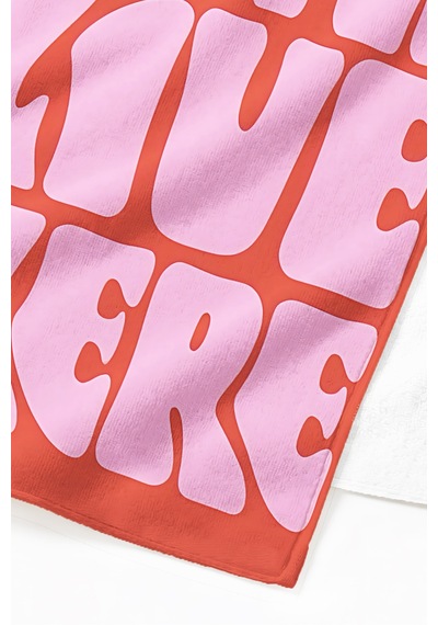 Cool Yazı Temalı Retro Tipografik Plaj Havlusu - Bohem Pembe Kırmızı Hızlı Kuruyan Mikrofiber Havlu Dalgın Ada