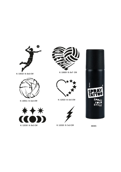 Voleybol Aşkı Spray Tattoo Geçici Dövme Seti Dark Sprey Dövme Kiti