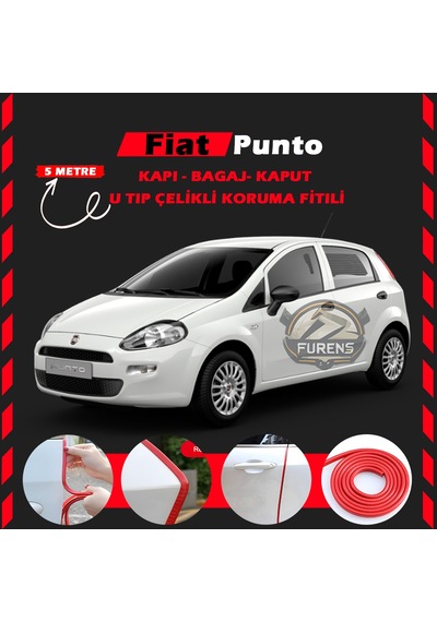Fiat Punto Oto Araç Kapı Koruma Fitili 5 Metre Parlak Kırmızı Renk
