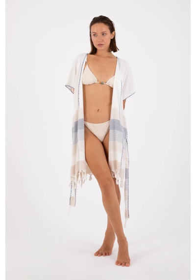 Trendol Fashıon Lıfee - Kimono - Peştemal Kimono - Mikanos Kimono Beyaz